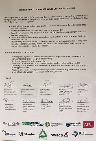 A photograph of the signed Newcastle Blue and Green Declaration 2019