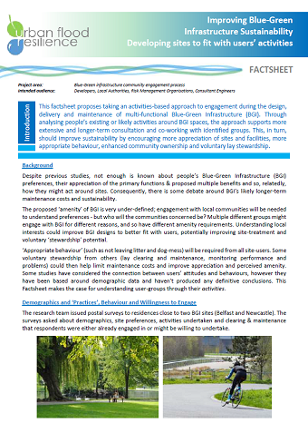 Blue-Green Infrastructure Activties Fachsteet first page