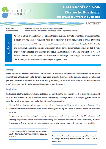 Perspectives on Green Roofs Factsheet (first page)